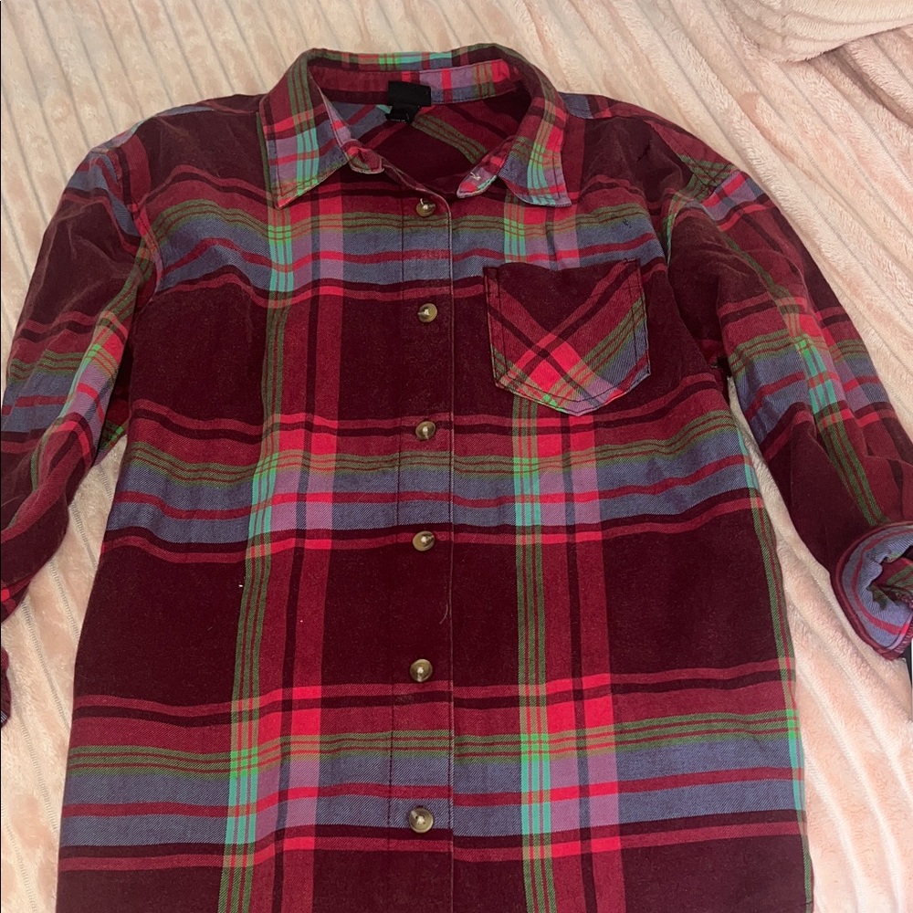 art class Red and Green Plaid Button Down Shirt